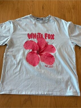 White Fox Oversized T-shirt Baby Blue